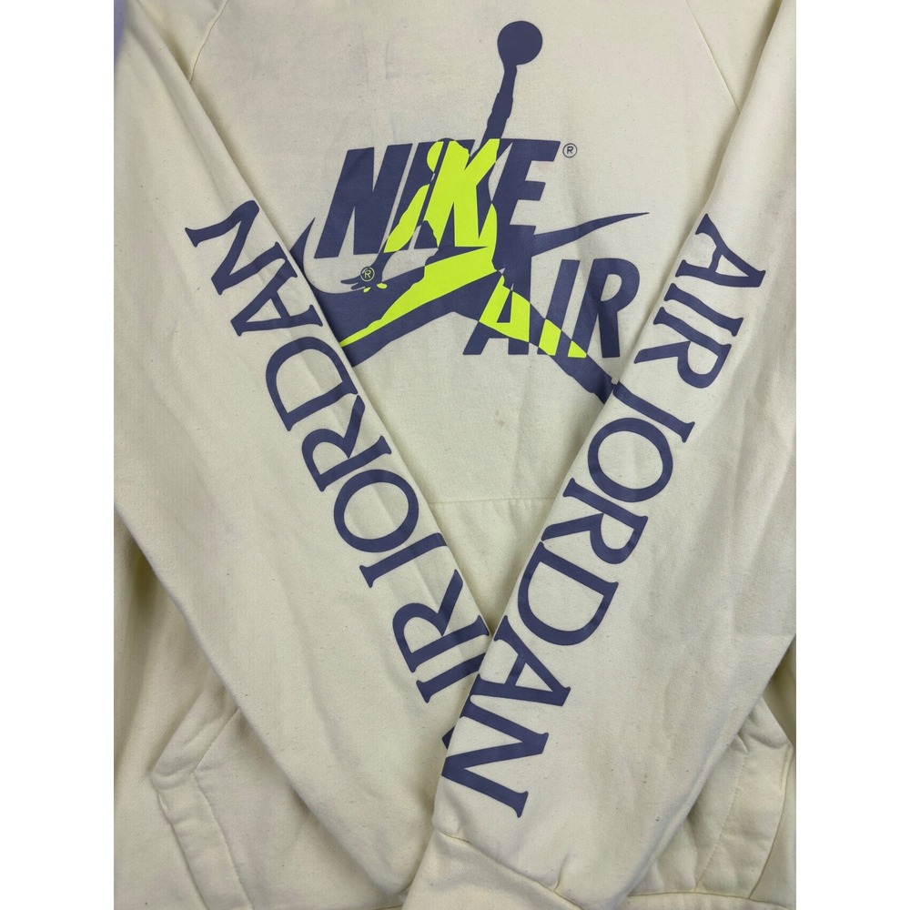 2000s Nike Air Jordan Jumpman Mens Large Yellow Fleece Pullover Raglan Sleeve - Picture 3 of 8